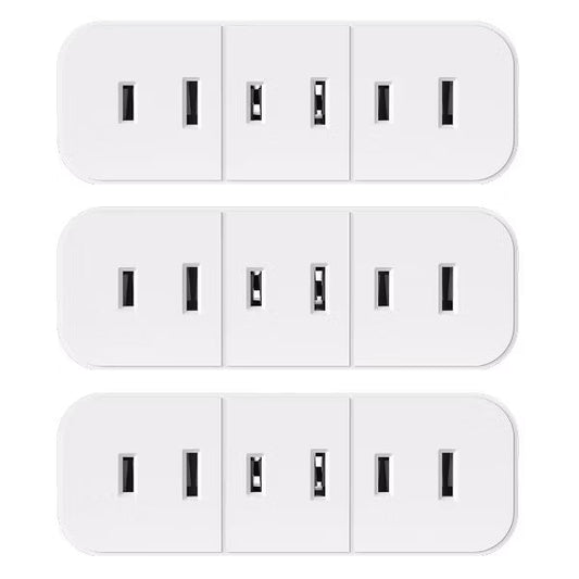 ELEGRP 3 Outlet Non-grounded Triple Outlet Extender Adapter Plug, 2-Prong to 2-prong Adapter Converters for Wall Outlets,15A 125V, White 3 PC