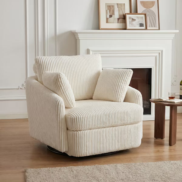 360° Swivel Accent Chair with 2 Throw Pillows Round Oversized Club Sofa for Living Room Bedroom 40.55" 1pc