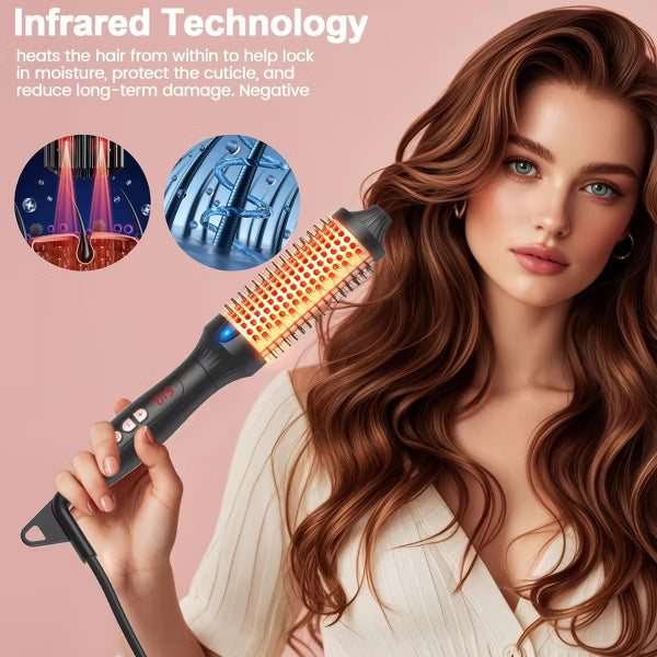 Dryhsip Infrared Round Brush,Heated Thermal Brush with Negative Ion Technology,5 Heat Settings for Blowout Look,Curling,Suitable for All Hair Types