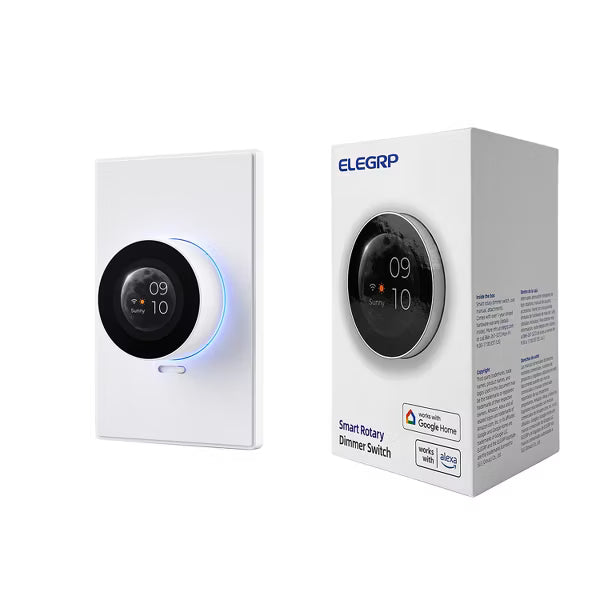 ELEGRP WiFi Smart White Rotary Traic Dimmer with 1.8 inch TFT Display Screen, 3 Way