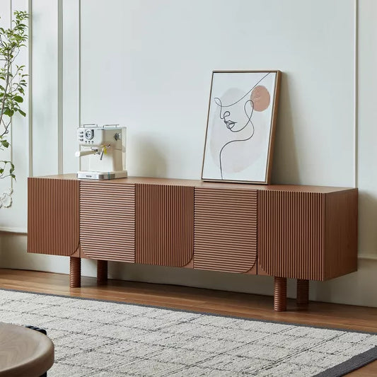 LOVSON 70.87" Modern And classicist Style Four Legged TV Stand with Five Cabniet