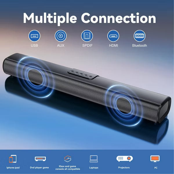 VEATOOL S20L Sound Bars for TV, 3D Surround Sound System TV Sound Bar, 2.1 ch Home Theater Audio with Built-in Subwoofer,50W TV Speakers