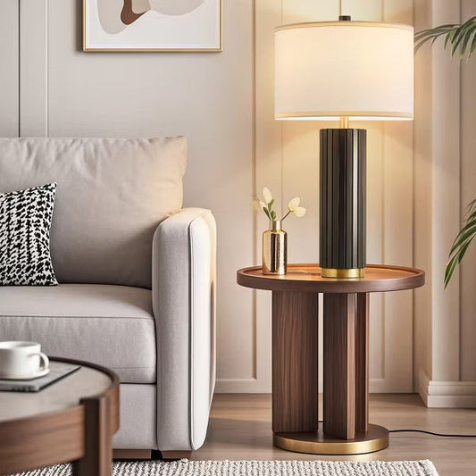 GTCLIGHTING Table Lamp for Bedroom,28.5" Modern Bedside Lamps with Fabric Shade for Farmhouse Office End Table,Rotary Switch