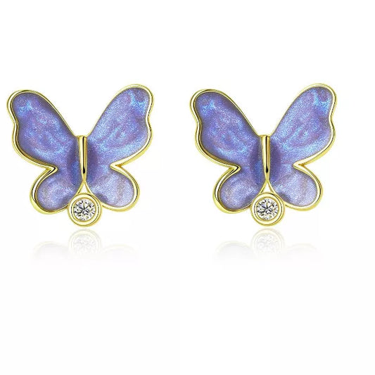 Molenia 925 Sterling Silver Earrings for Women - Butterfly Earrings Stud Ear Piercing Jewelry Small Cute Gifts for Mom Teen Girl Mothers Day Birthday