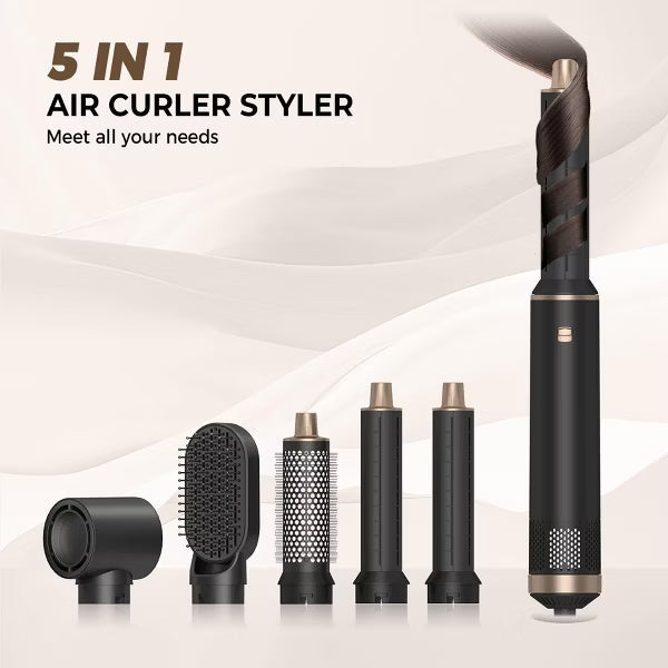 Dryhsip 5-in-1 Hair Dryer Brush Hot Air Styler,Curling & Straightening Brush,Negative Ion,Multi Function,3 Heat Settings,for All Hair Types,Black