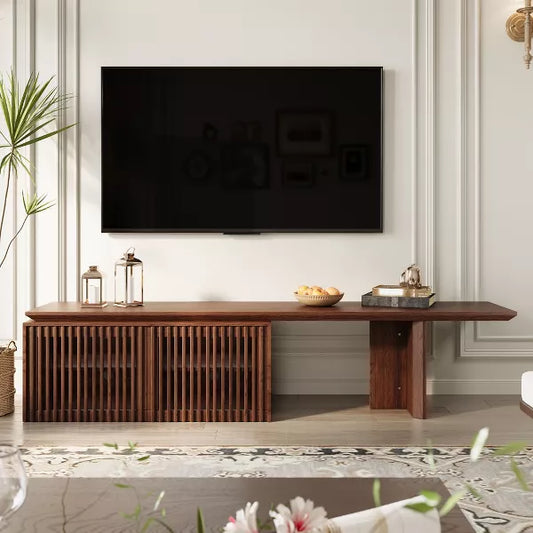 LOVSON 78.7"-110"Extendable TV Media Console for Up to 55+ Inch, Modern TV Stand, Entertainment Center with Storage, for Living Room,Walnut