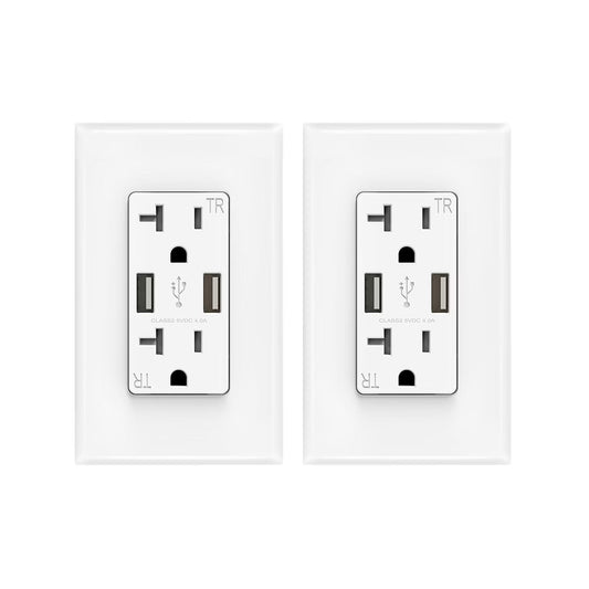 ELEGRP USB Outlet Receptacle, 20W 4.0 Amp USB Wall Outlet, 20 Amp Tamper-Resistant Electrical Outlet with Type A port, UL Listed, Wall Plate Included