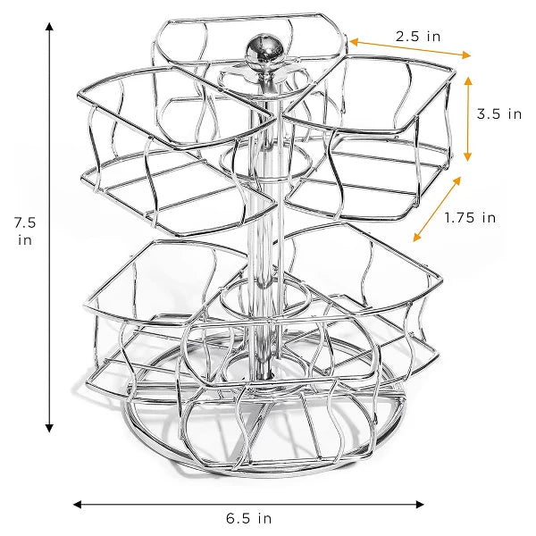 2-Tier Tea Bag Spinning Carousel Organizer, Revolving Countertop Storage for Pantry, Holds Up to 60 Large Tea Bags, Ideal for Matcha Station