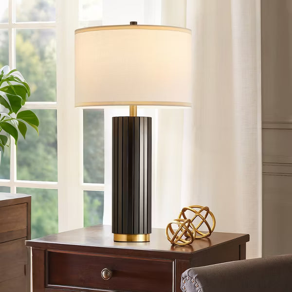 GTCLIGHTING Table Lamp for Bedroom,28.5" Modern Bedside Lamps with Fabric Shade for Farmhouse Office End Table,Rotary Switch