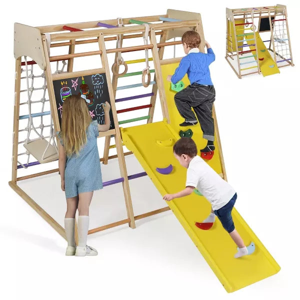 Kinder King Toddler Climbing Toy Indoor, Wood Kids Climber Slide Playset, Outdoor Jungle Gym