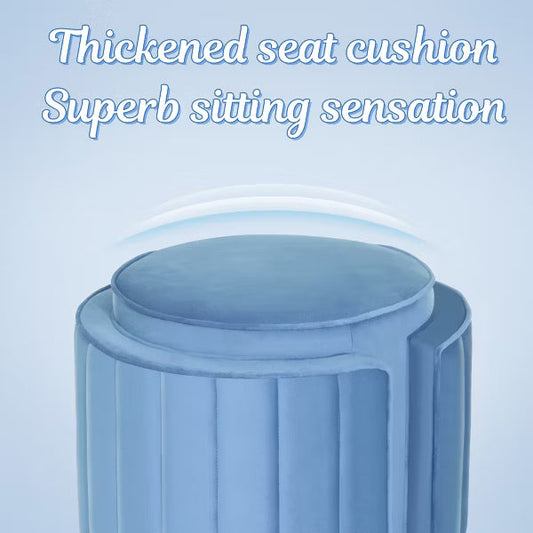 JOYRACER Upholstered Ottoman with Wheels ,Velvet Vanity Stool for Living Room Pouf Footstool, Blue