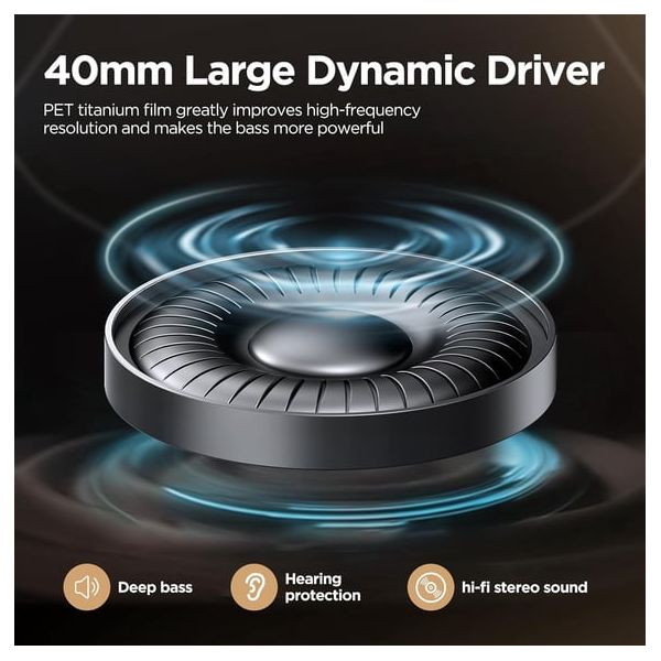 Wireless Bluetooth Headphones 5.1,40 Hrs Playtime Wireless Over-Ear Headphones,4 Mics ENC Noise Cancelling for Clear Calls