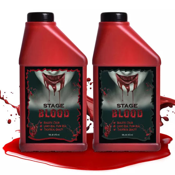 FUN LITTLE TOYS 2 Packs Fake Blood 32oz for Halloween Makeup, Zombie, Vampire and Monster