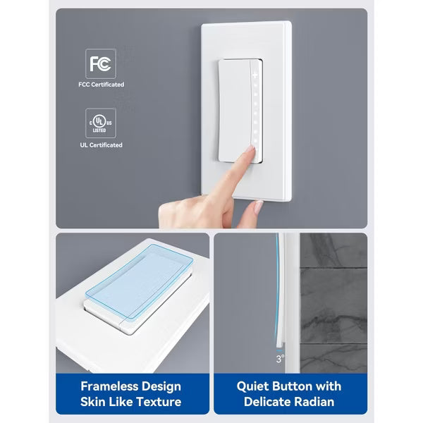 ELEGRP Smart Dimmer Light Switch Single Pole, 2.4GHz Wi-Fi Dimmer Switch Compatible w/Alexa and Google Assistant