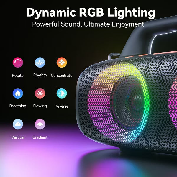 VEATOOL Portable Bluetooth Speaker 120W Peak Outdoor Bass 72H Playtime RGB Lights Portable Wireless for Home Party Pool Beach Gym Gifts
