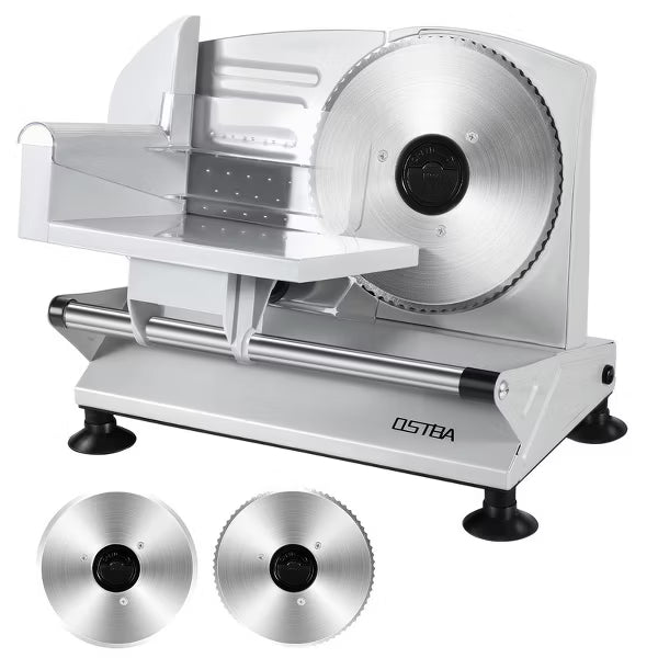 OSTBA Electric Meat Slicer, 150W, 6.7” Removable Stainless Steel Blades, Adjustable 0-15mm Thickness, Easy to Clean, for Meat, Cheese, Bread