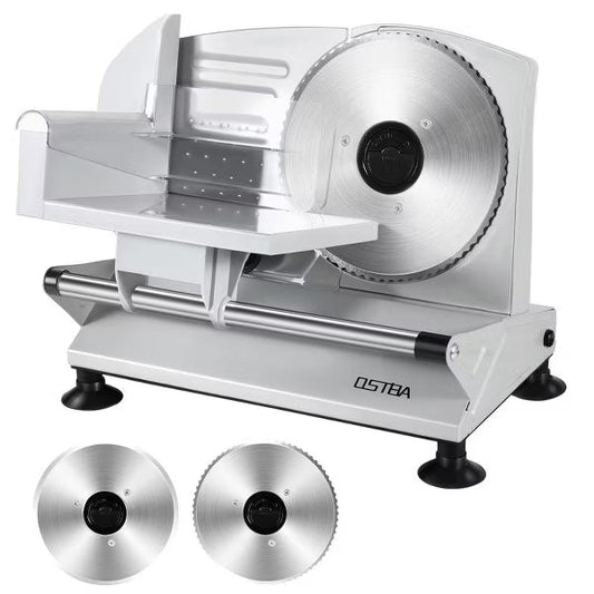OSTBA Electric Meat Slicer, 150W, 6.7” Removable Stainless Steel Blades, Adjustable 0-15mm Thickness, Easy to Clean, for Meat, Cheese, Bread