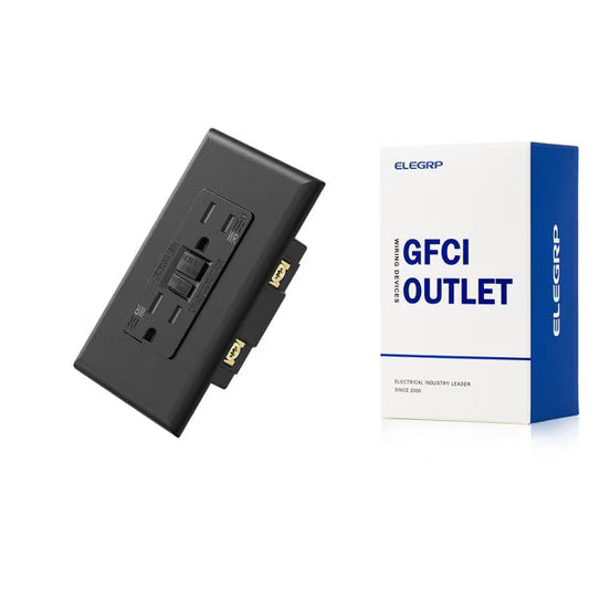 ELEGRP GFCI Outlet Self-Test, 15 Amp 125V Weather Resistant Duplex wall outlet, Wall Plate included, UL Listed