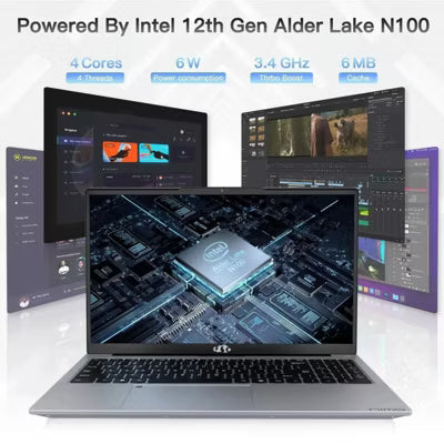 Refurbished: NIMO 15.6" IPS FHD-Laptop, 8GB RAM 512GB SSD Intel Pentium Quad Core N100 3.4GHz, WiFi 6 BT5.2 Win 11 Gray- Manufacturer Refurbished