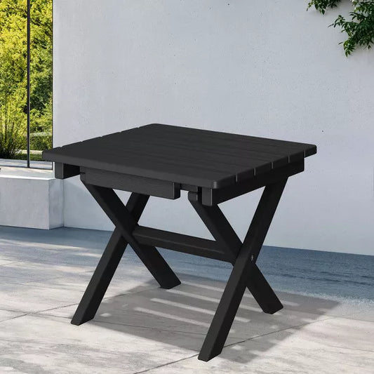 Hyleory HDPE Portable Patio End Table Set of 2 , Folding Outdoor Coffee Table