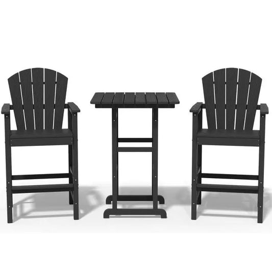 Hyleory 3-Piece HDPE Patio Bar Set with Adirondack Bar Stools - Durable Outdoor Furniture for Stylish Entertaining