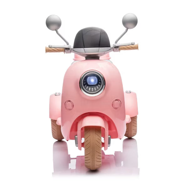 12V 2 Motors Kids Ride On Motorcycle, 2 Seater Electric Scooter Toy w/Music, Bluetooth, USB, Flip Seat, Storage Hooks & Oversized Trunk (Ages 3-6)