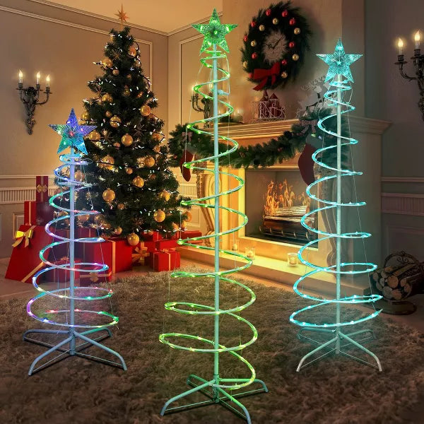 Presence 3 Pack Light Up Multi-Color Christmas Spiral Tree