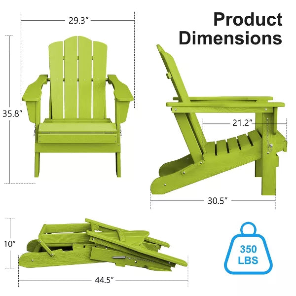 Hyleory HDPE Outdoor Patio Chair, Folding Adirondack Chair for All Seasons
