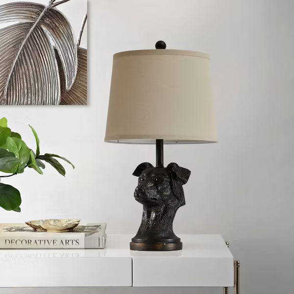 GTCLIGHTING Mid Century Table Lamp for Bedroom,24.25" Black Dog Head Design Bedside Lamp for Living Room Nightstand