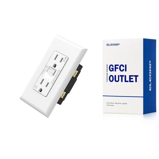ELEGRP GFCI Outlet with Night Light, 15 Amp 125V Tamper Resistant Duplex wall outlet, Wall Plate included