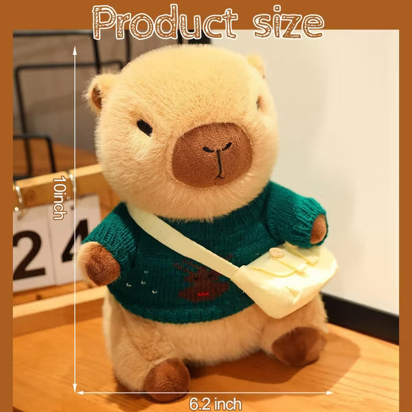 TITQWOP Capybara Plush Toy with 9 Clothes and Accessories Super Soft Capybara Stuffed Animal for Kids Girls Boys 10.2inch