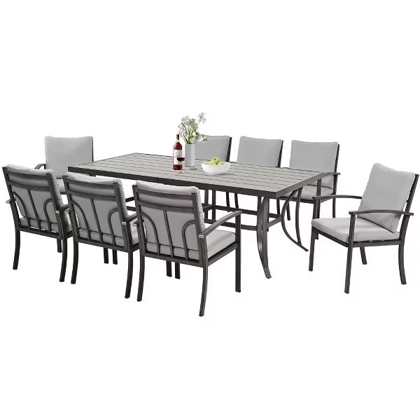 HAPPATIO Patio Outdoor Dining Set - All Aluminum Patio Table and Chairs Set with Cushions, Patio Dining Set for Lawn, Garden