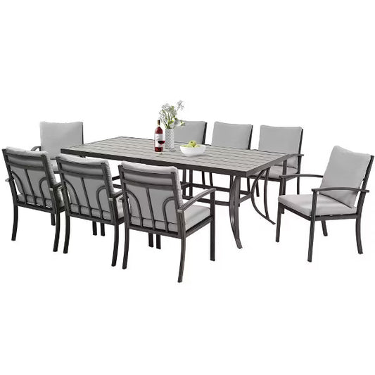 HAPPATIO Patio Outdoor Dining Set - All Aluminum Patio Table and Chairs Set with Cushions, Patio Dining Set for Lawn, Garden