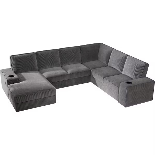 AMERLIFE Sectional Sofa with USB Ports& Storage