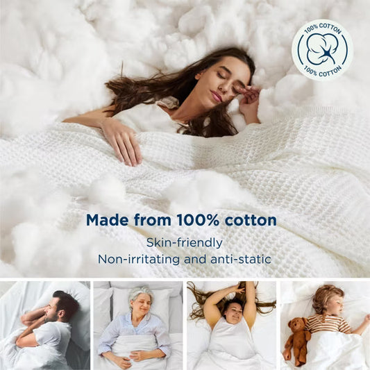 Bedsure-Waffle Weave 100% Cotton Solid Blanket For All Season, Breathable and Soft, Waffle Weave Blanket for Best Gift