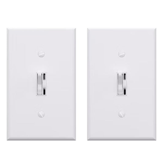 ELEGRP Slide Toggle Dimmer Switch,Single Pole & 3-Way Toggle LED Dimmer Light Switch, Wall Plate Included, UL Listed, Ivory 2PC