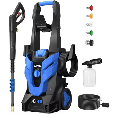 Pressure Washer, Power Washer with 4 Quick Connect Nozzles, High Pressure Cleaning Machine with Foam Cannon Blue