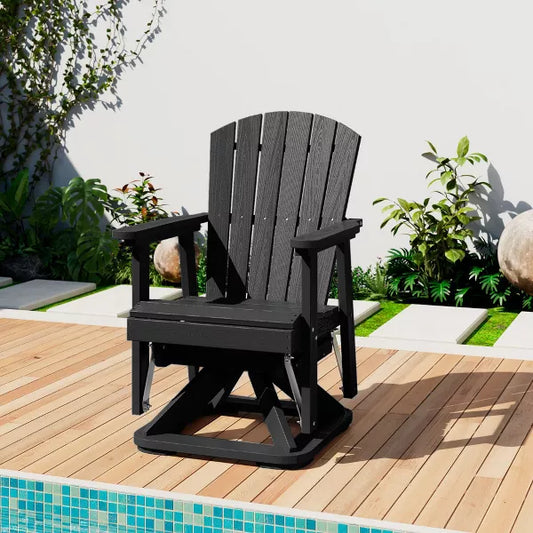 HYLEORY Adirondack Swivel Rocking Glider Chair, HDPE Resin Rocking Glider Chair