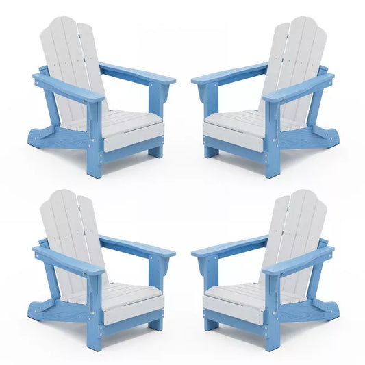 Hyleory Kids’ Foldable Adirondack Chair Set, 4-Piece – Durable HDPE Outdoor Chairs for Children