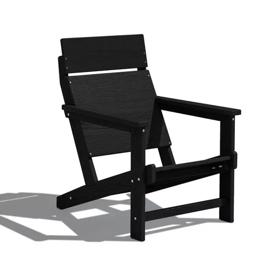 Hyleory HDPE Adirondack Chair - Panel-Back Woodgrain Outdoor Patio Chair, All-Weather Heavy , Modern Lawn Furniture for Garden, Poolside & Deck