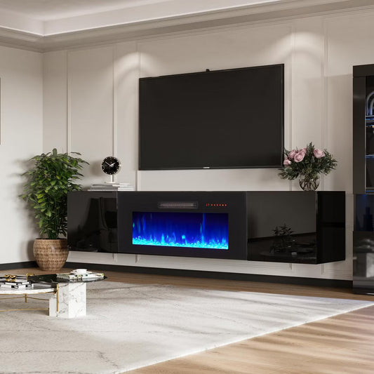 AMERLIFE Fireplace TV Stand with Electric Fireplace LED Lights Console for TV