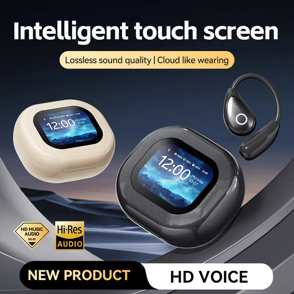 VEATOOL M94 Open Ear Headphones Intelligent Touch Screen Over The Ear Wireless Earbuds Support TF Card,60Hrs Bluetooth 5.4 Earbuds with ENC Clear