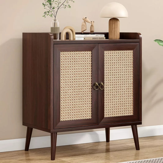 Fontoi Decorative Storage Cabinets, Sideboard Cabinet with Storage, Cabinet with 2 Doors, Storage Cabinet with Baffle Strip, Brown, 15"*26.4"*30"