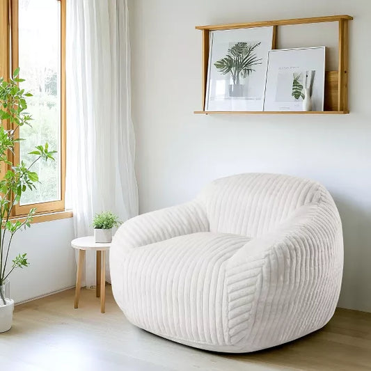 LIKEPAY Oversize Faux Rabbit Fur Single Bean Bag Sofa with Arms for Living Room, Bedroom, Gaming room