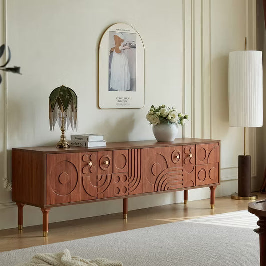 JVNOXK-Medieval Modern TV Stand Entertainment Center with 4 Storage Cabinets Suitable for TVs 55 inches and larger Minimalist Design