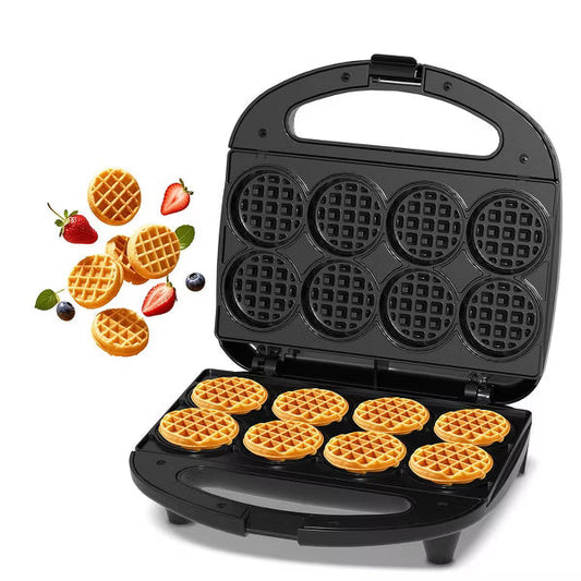 YASHE Multi Mini Waffle Maker, Compact, Black, Non-stick, 8 x 2'' Waffle Bites, Perfect for Families