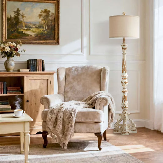 GTCLIGHTING 63" Farmhouse Floor Lamp for Living Room & Bedroom,Vintage Tall Floor Lamps with Rotary Switch, Resin Corner Lamps