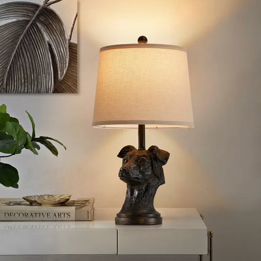 GTCLIGHTING Mid Century Table Lamp for Bedroom,24.25" Black Dog Head Design Bedside Lamp for Living Room Nightstand