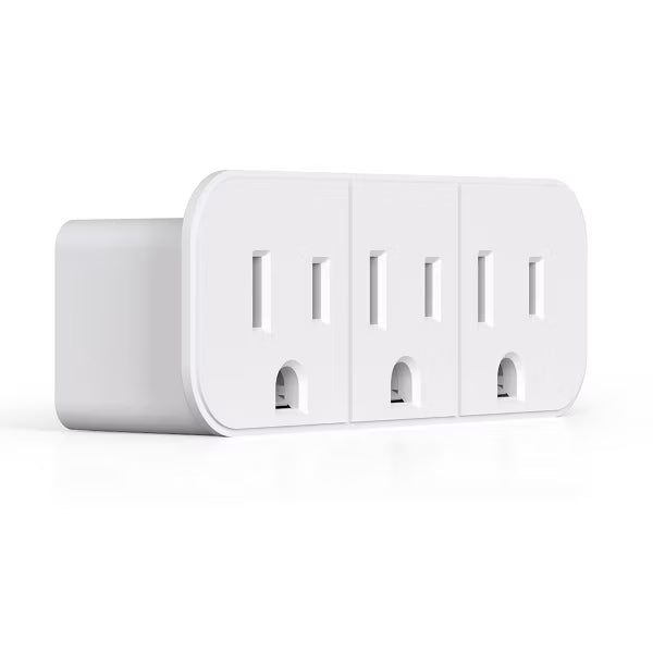 ELEGRP Triple Outlet Extender, 3 Prong Grounded Wall Tab with 3 Electrical Outlets for Travel Home Hotel Office, ETL Listed, White ¨3 Pack)
