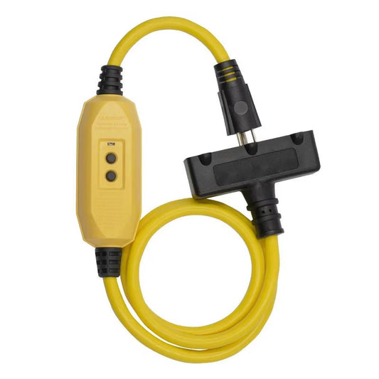 ELEGRP 15 Amp Manual Reset In-Line GFCI Extension Cord 2FT,Cable 3 Wires 3 Prongs Grounded Plug with 3 Electrical Outlets,Yellow,UL Listed